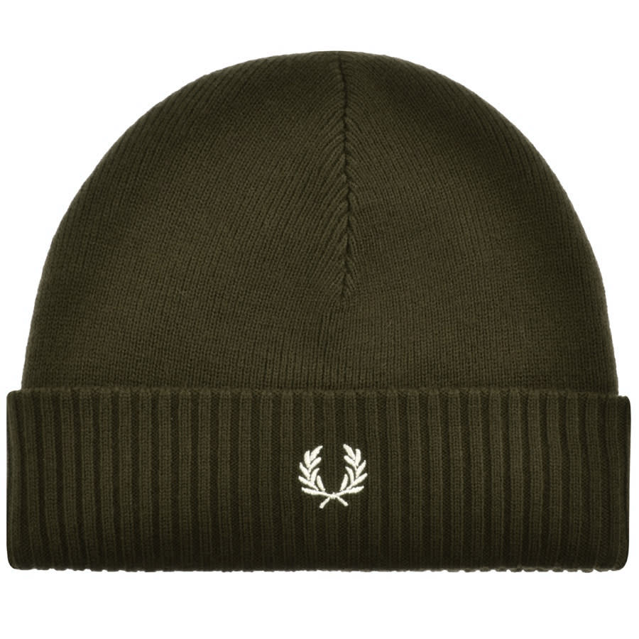 Alternative Image for ProductFred Perry Roll Up Ribbed Beanie Hat Green1